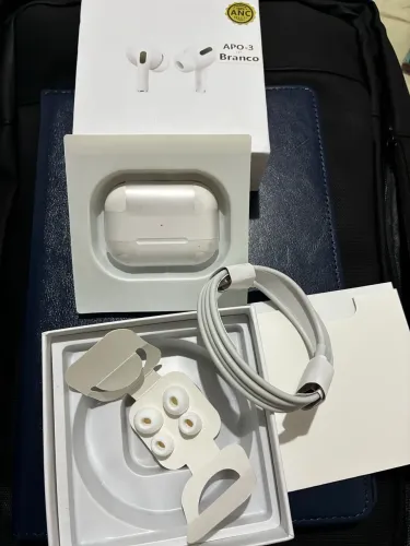 Fone Bluetooth TWS ANC estilo AirPods Pro (branco) - com case e acessórios