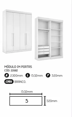 GUARDA-ROUPA 4 PORTAS - SEMINOVO