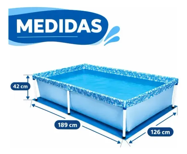 Piscina retangular infantil MOR, capacidade de 1.000 litros