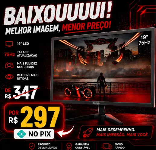 Monitor Novo 19 polegadas 75Hz