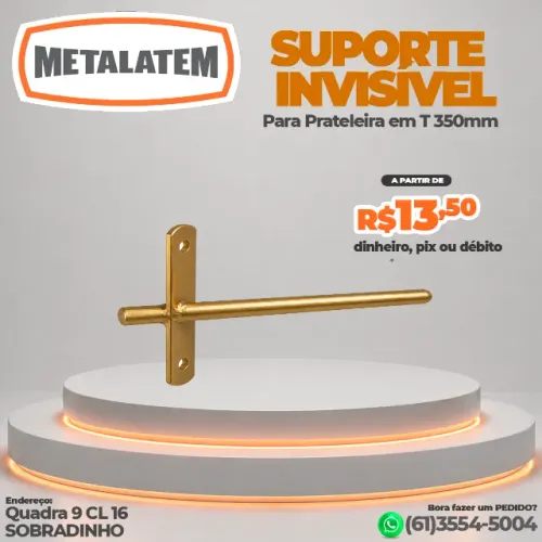 Suporte Invisível para Prateleira 350mm