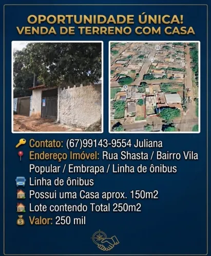 Casa para Investidores / Vila Popular / Entrada Embrapa / Linha ônibus