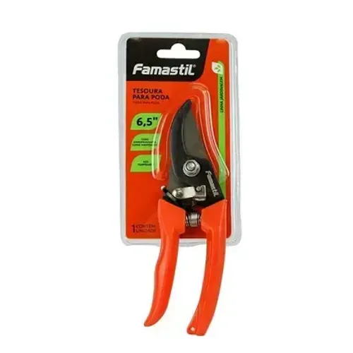 Tesoura para Poda 6,5" Famastil Aço temperado com cabo emborrachado