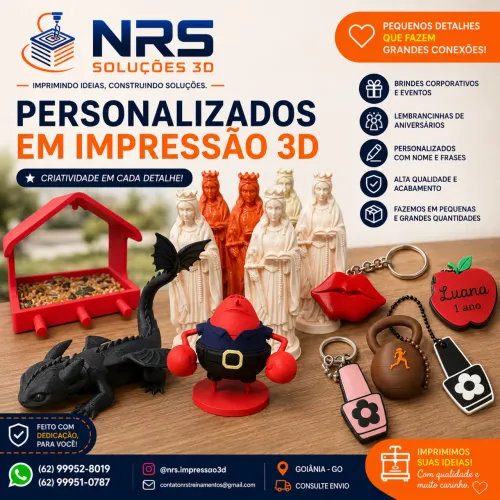Impressão 3D Personalizada Chaveiros, Brindes e Decoração