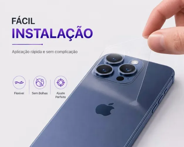 Película Traseira Cerâmica Flexível para iPhone 16 Pro Max Anti Risco Transparente