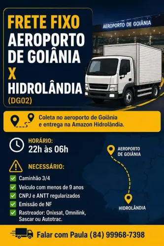 PRECISA-SE DE CAMINHÃO 3/4 2017+ COM RASTREADOR