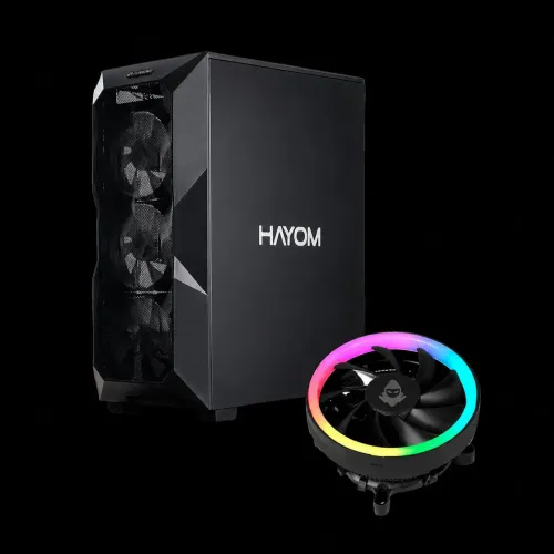 Gabinete gamer hayom gb1710 usado + cooler vórtex rainbow