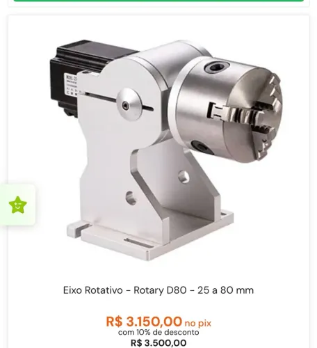 EIXO ROTATIVO PRA MÁQUINA DE GRAVAÇÃO A LASER
