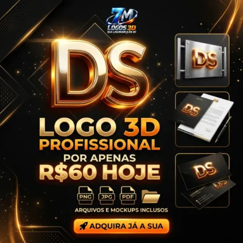Criação de Logo 3D Moderna (PNG JPG PDF + Mockups)