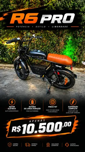Bicicleta elétrica R6 PRO NOVO OPORTUNIDADE últimas unidades!