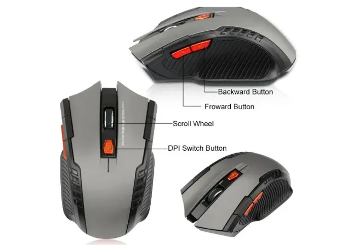Mouse sem fio com receptor USB, 6 botões, 2.4G, 1600DPI, para computador gamer,COD-AP196  