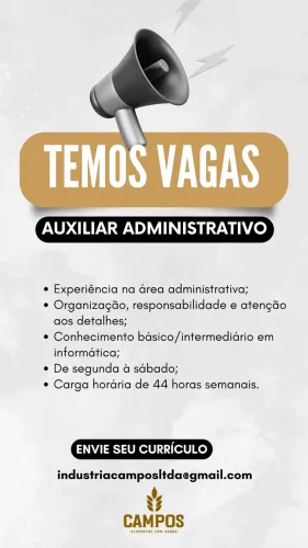 Vaga de auxiliar administrativo