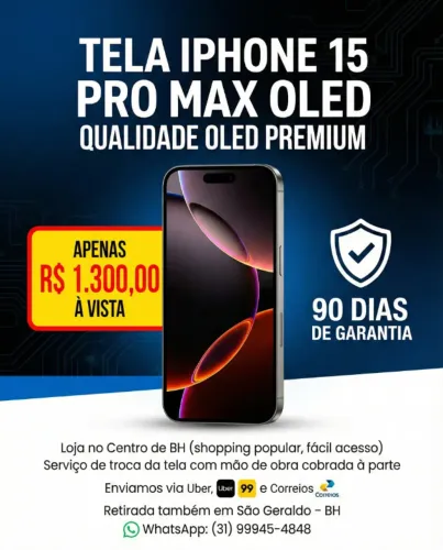 Tela OLED iPhone 15 Pro max - Qualidade Premium