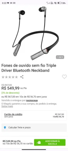 Fome de ouvido Bluetooth Triple Driver