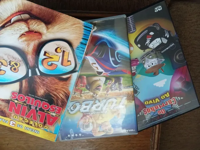 DVDs originais Coleção Alvin e os esquilos 1 2 e 3 + Turbo e Carrinhos 5 unidades