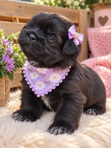 Filhote de shih tzu fêmea pretinha