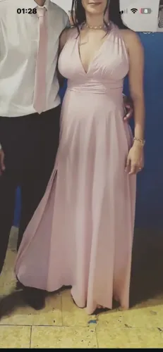 Vestido de madrinha rosa bebê