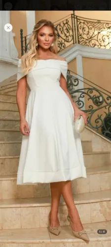  Vestido de noiva Midi ideal para casamento civil ou batizado