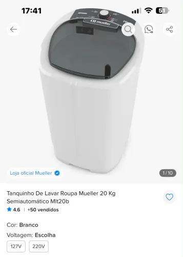 Tanquinho mueller 20 kilos