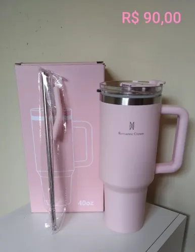 Copo Térmico Gigante 1,2l Inox Com Tampa E Canudo