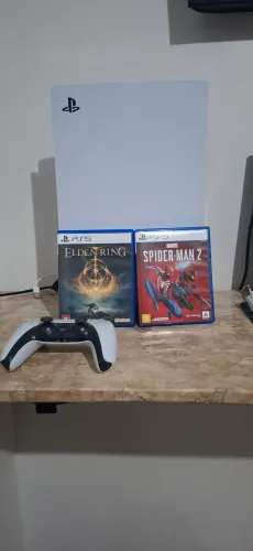 ps5 mais 2 jogos 1 controle com caixa