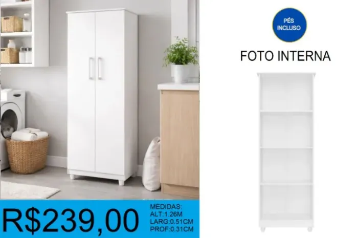 Multiuso compacta com pes incluso alt:1,26m - à pronta entrega