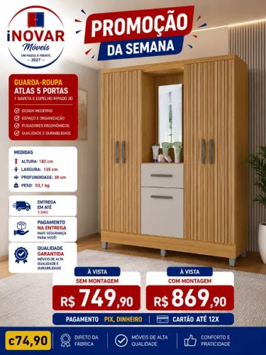 Guarda Roupa Atlas 5pt