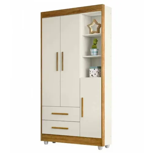 Guarda Roupa Flocos 3 Portas 2 Gavetas Tigus / pronta entrega