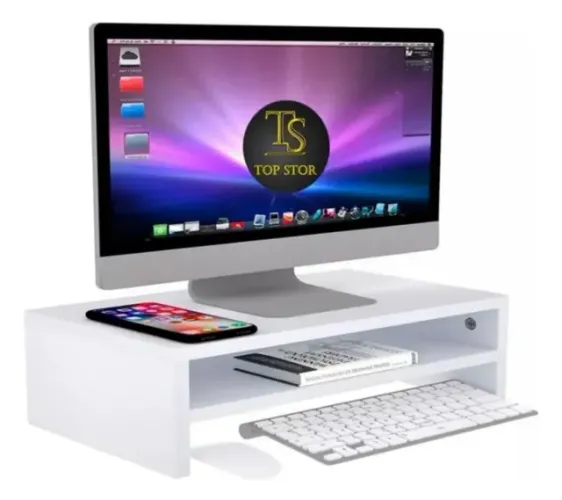 Suporte p/ Monitor de Mesa p/ Organização Home Office Branco de 43x20x15cm - NOVO