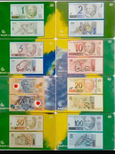 Cartão telefônico série cédulas do real completo - 8 cartões
