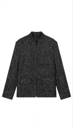 Jaqueta Cavalera Caviar Original Tam P Tweed Mescla Preto Gola Padre - Luxo