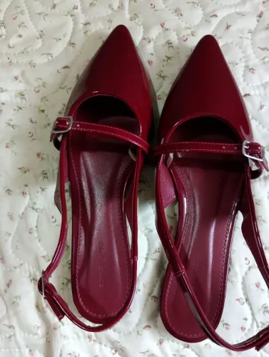 Slingback baixo 37 bordô 