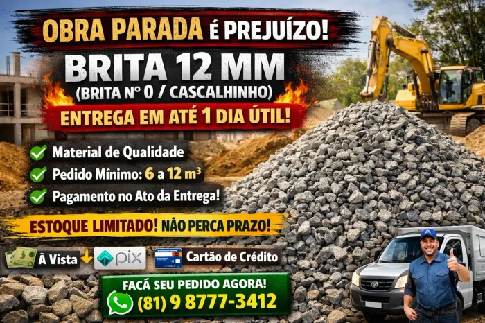 Brita 12 mm ou Cascalhinho de alta qualidade