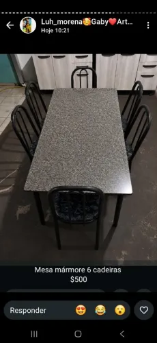 Mesa de mármore 6 cadeiras 