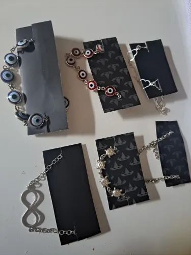 Kit 6 pulseiras prata 925, com algumas marcas de uso.