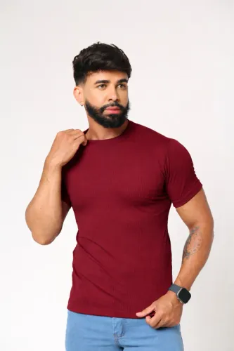 Camisa Canelada Manga Curta