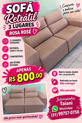 Sofá retrátil rosé