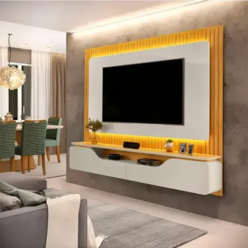 Painel Treviso para Tv Até 70 Polegadas Ripado com Led 2 Portas Dj 210cm