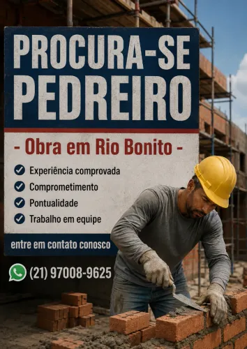 Contratamos Pedreiro - Obra em Rio Bonito