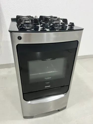 Fogão Consul 4 Bocas Inox com Mesa de Vidro