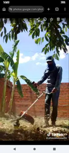 Limpeza de terreno com roçadeira