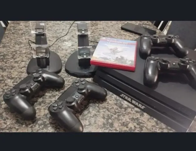 PS4 Pro Star Wars +  Controles + Jogo | Aceito Troca por PS5