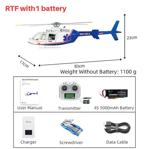 Helicoptero Rc escala Flywing Bell 407 com GPS