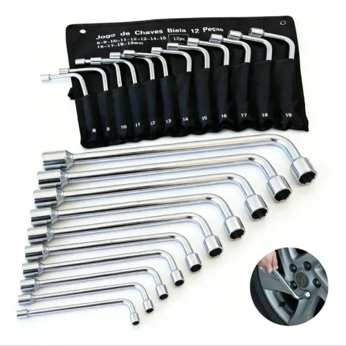 Kit Jogo de Chave Biela Tipo L Longa 12 Peças (8mm a 19mm) - Novo