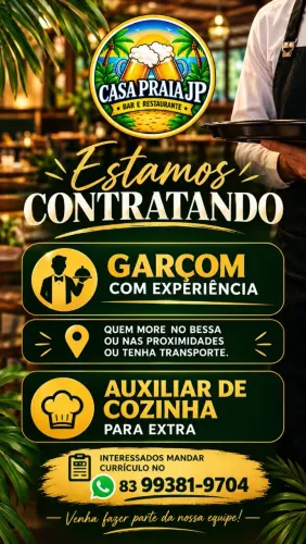 Estamos contratando garçom pra fixo e o auxiliar de cozinha pra extra!! 