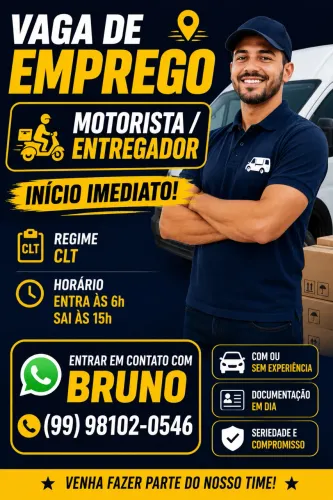 Vaga para motorista CAT B , início imediato