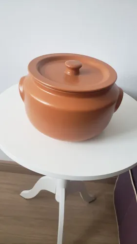 Caçarola cerâmica marron c/tampa
