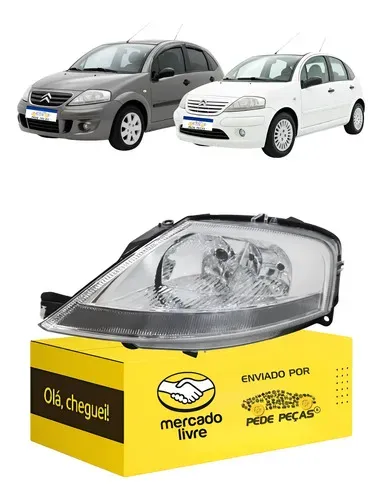 Farol Citroen C3 2003 04 05 06 07 08 09 A 2012 Elétrico Le Esquerdo/motorista