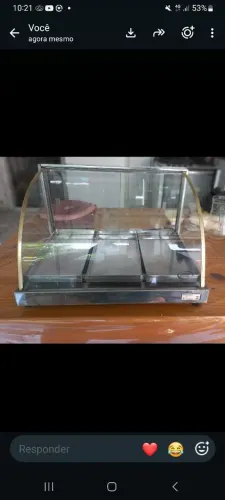 Vitrine Estufa de Balcão em Inox com Vidro Curvo