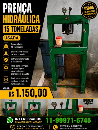 PRENÇA HIDRÁULICA IND. 15 TONELADAS